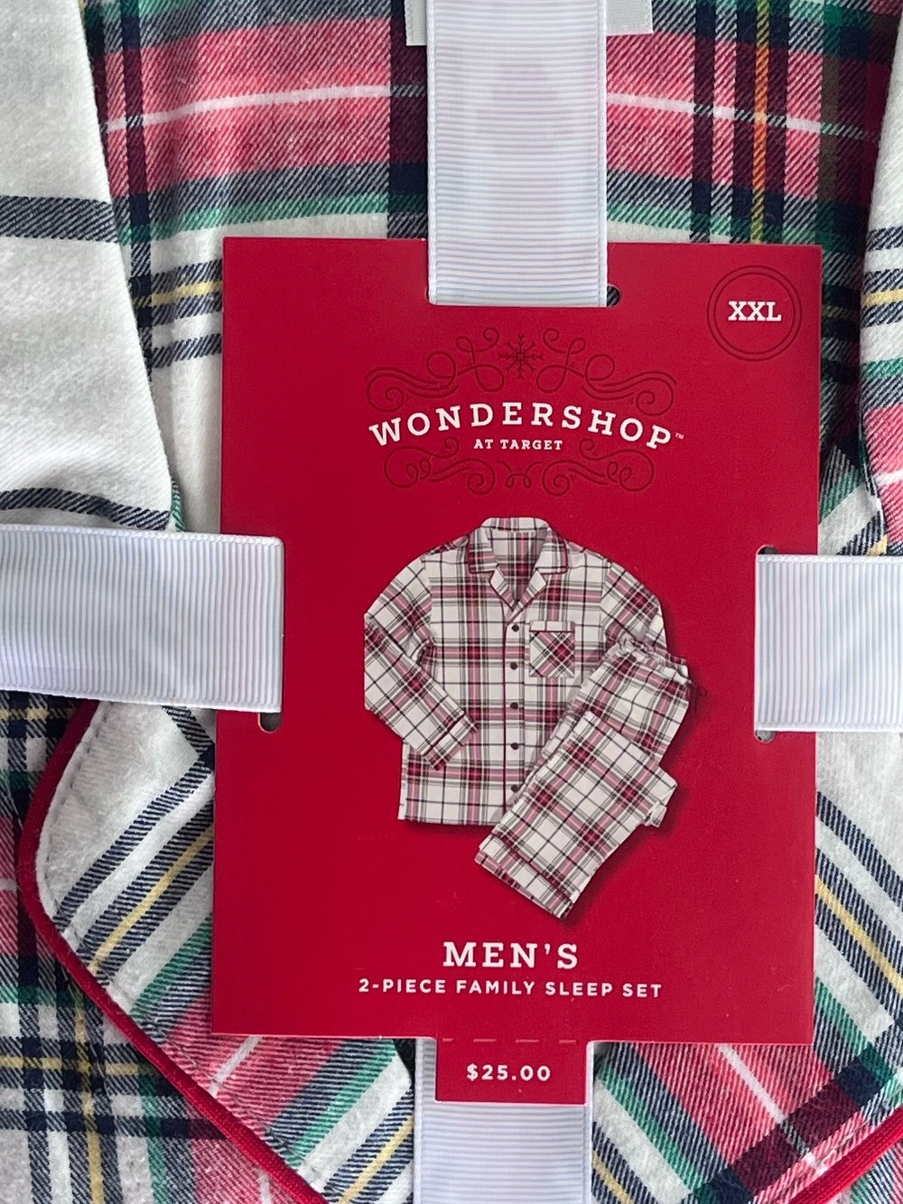 Men’s Red, Green & White Plaid Button-Down pajamas PJ Shirt & Pants set XXL